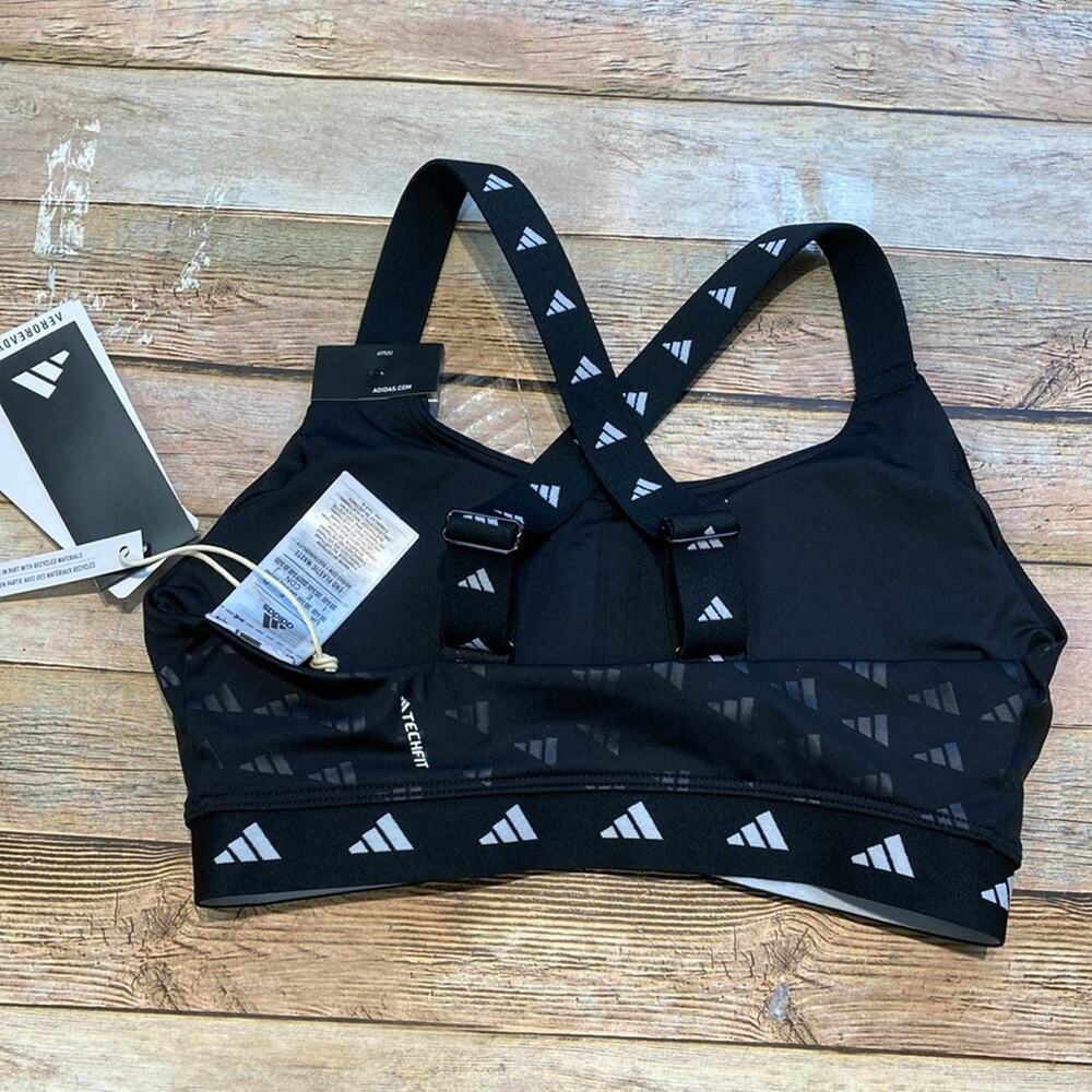 Adidas Powerreact Training Medium-Support Sports Bra Black XXS-D-DD NWT - Picture 3 of 4